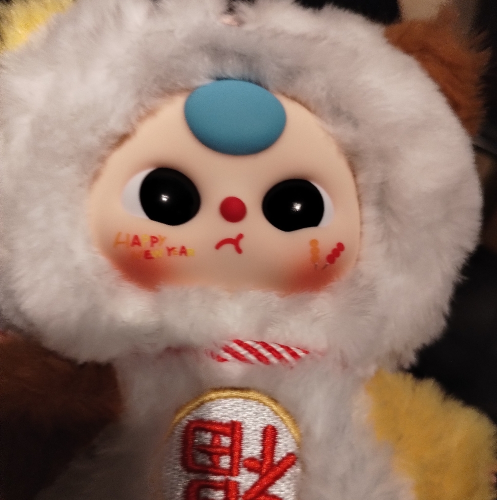 Baby Three New Year Adorable Plush Toy with Blue and White Accents